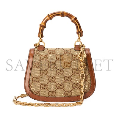 GUCCI BAMBOO 1947 CRYSTALS MINI BAG 735116 (17*12.5*8cm)